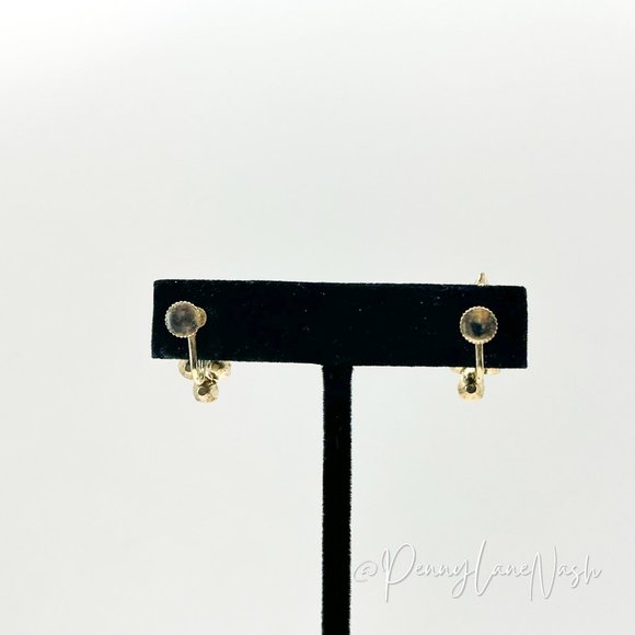 Vintage Teardrop with Tri Cluster Rhinestones Clip On Earrings - Picture 6 of 8